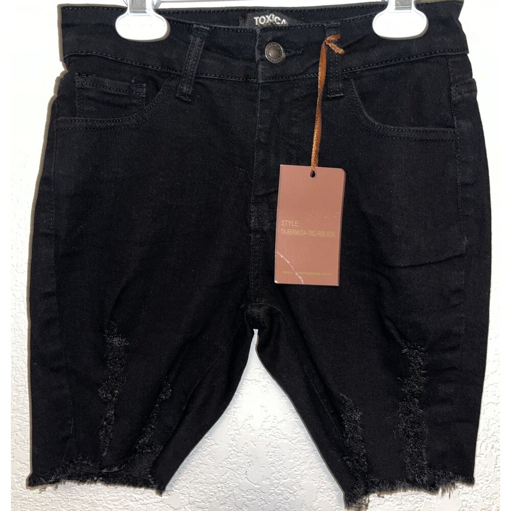 Toxica Cut Off Jeans Shorts junior Women Size 1 Black Distressed